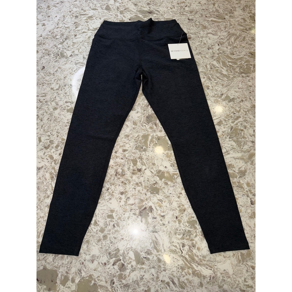 Beyond Yoga Womens layered High Waisted Spacedye Leggings black / black size M